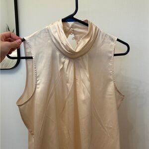 New York & Company Cream Satin Blouse